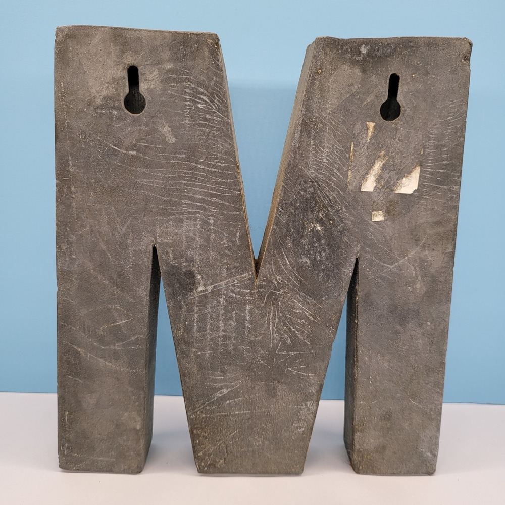 Anthropologie Zinc Metal Letter M 8" Tall Minimalist Industrial Shelf Wall Decor - Picture 5 of 6